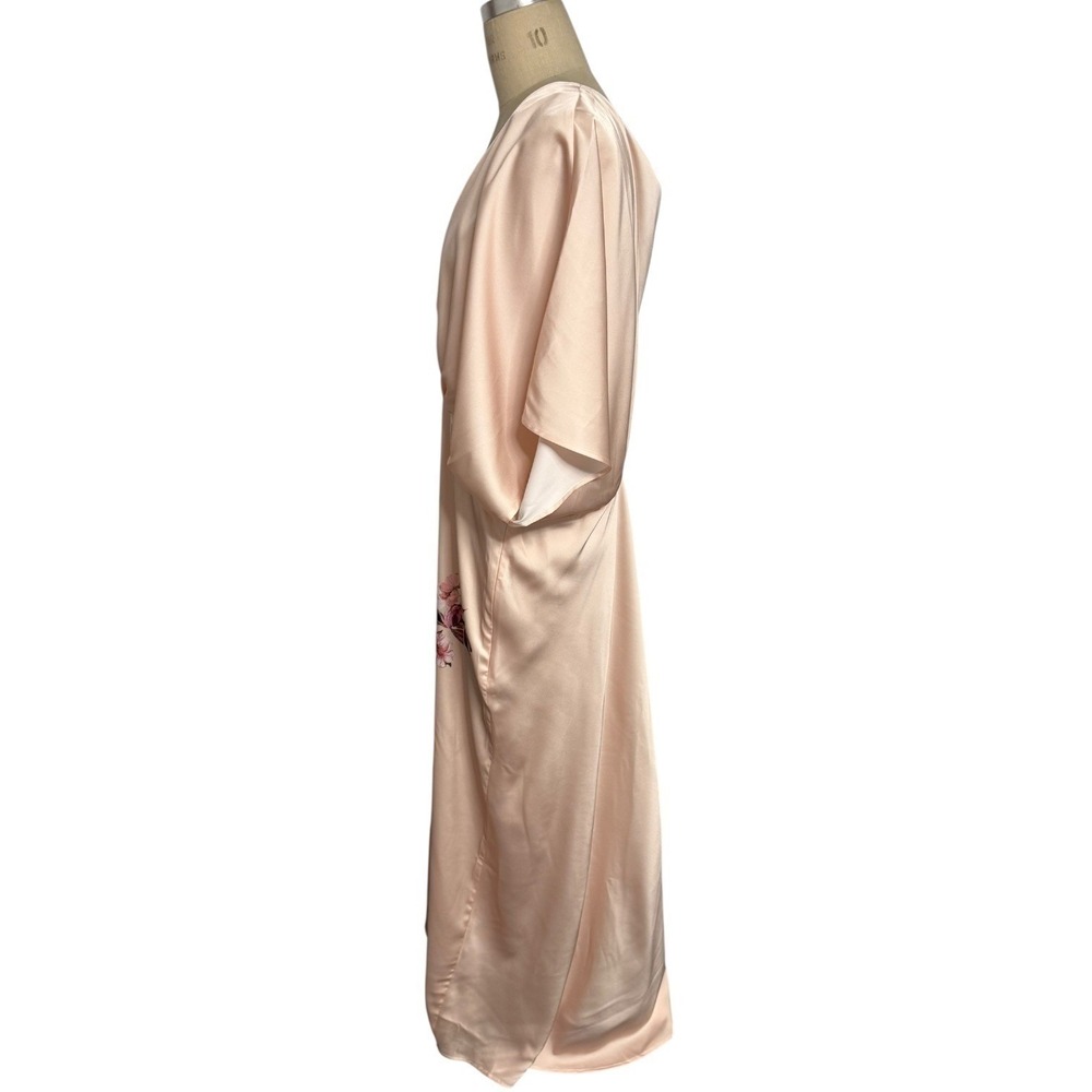 BHLDN Dress Leila Deep V Satin Flutter Sleeve Plus Size 24W Blush Floral Print - Picture 4 of 8